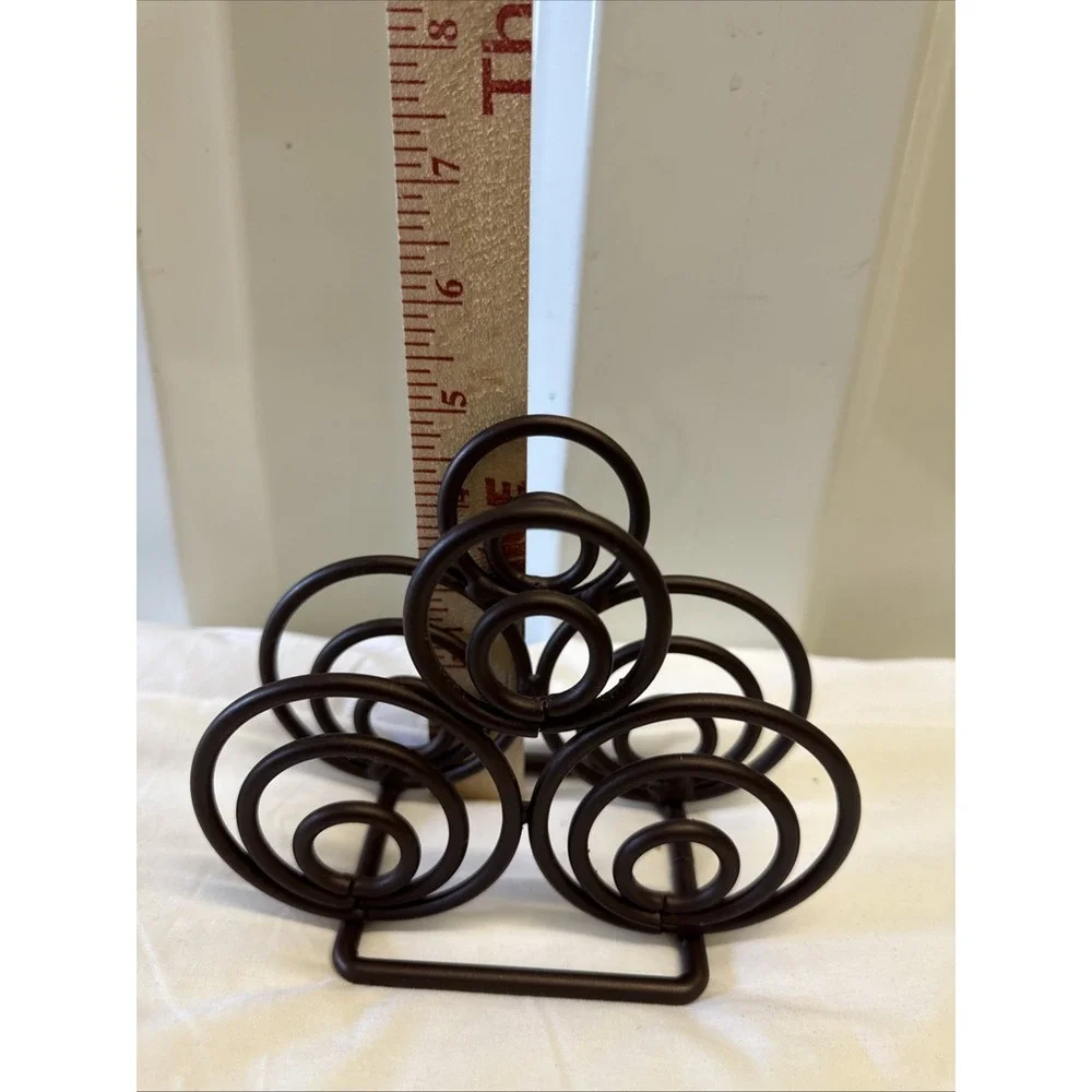 Scroll Swirl Decorative Napkin‎ Letter Holder Brown Bronze Metal Decor